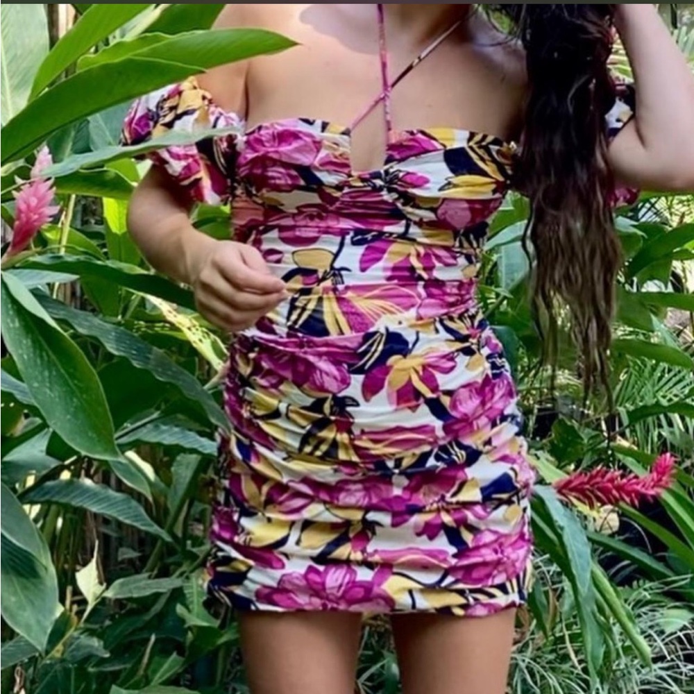 Tropical Print Mini Dress